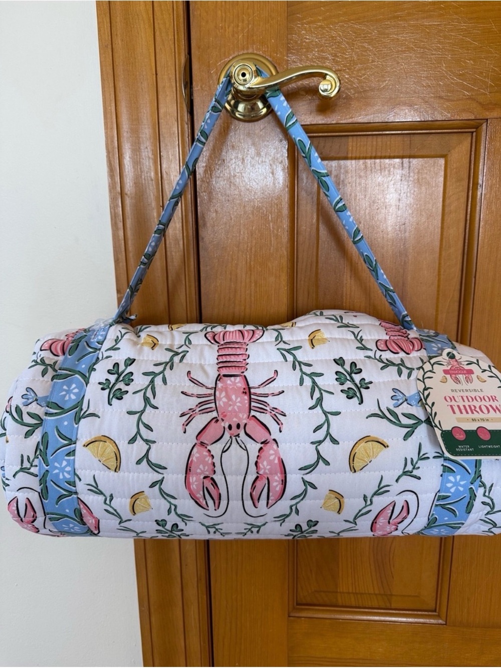 Envogue Outdoor Picnic Throw blanket lobster sardine fish lemon theme NEW